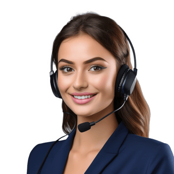 Female call center agent with headset. Generative AI png