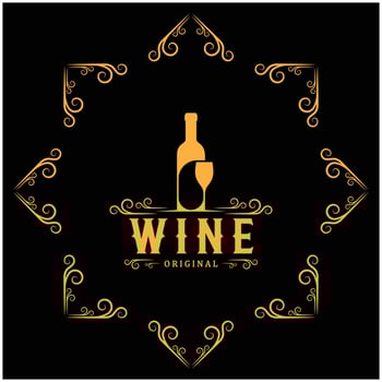 Wine logo with wine glasses and bottles.for night clubs,bars,cafe and wine shops. vector