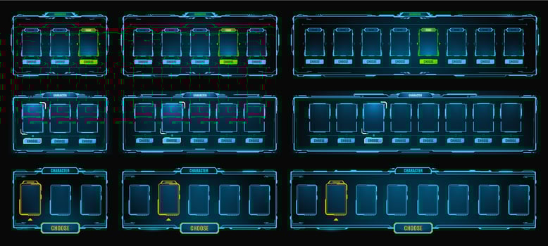 Hud game frame, interface panel and avatar display vector