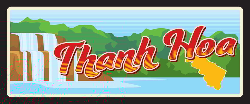 Thanh Hoa vietnamese province retro travel plate vector