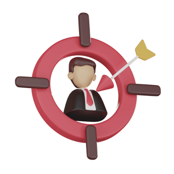 Crosshair Arrow on Businessman Target audience 3d render png