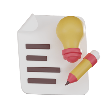 Creative Business Planning with Light Bulb, Paper, and Pencil 3D render. png