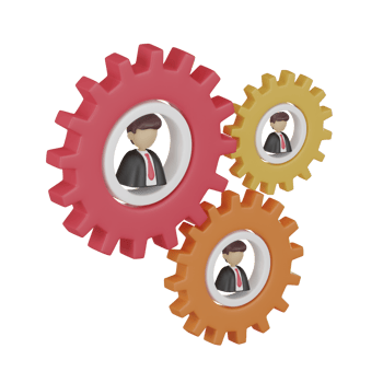 Business drive company, teamwork  in gear corporate unity 3d render. png