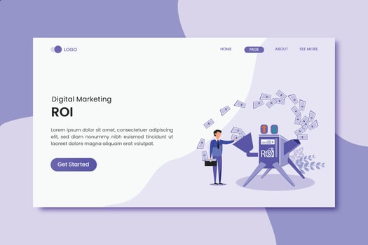 Roi Marketing Landing Page Illustration vector