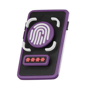 Futuristic Mobile Fingerprint Password Security 3D Icon 3D render. png