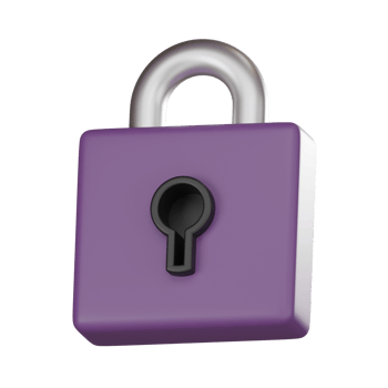 Digital cybersecurity lock secure 3D render. png