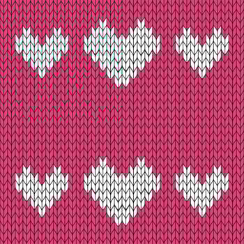Pink background and white knitted pattern. knitted vector pattern. Seamless gradient pattern for clothing, wrapping paper, backdrop, background, gift card.