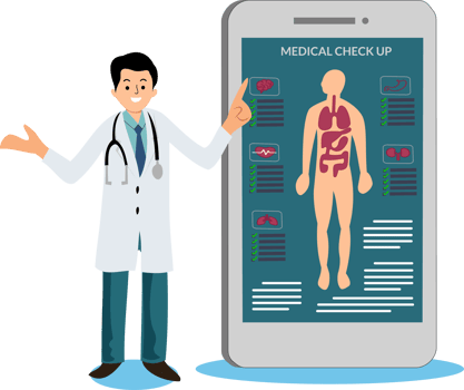 male doctor doing medical check up online png