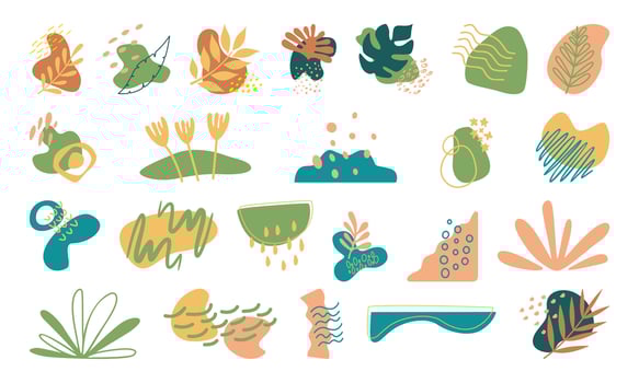 Abstract Botanical Shape Element Set vector