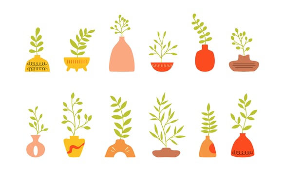 Boho Floral Botanical Element Set vector