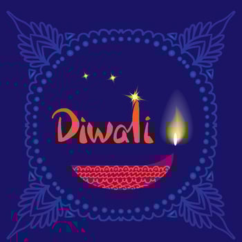 Happy Diwali. Indian festival of lights. Vector abstract flat illustration for background or poster.