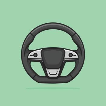 Car cartoonish outline luxury steering wheel vector illustration design