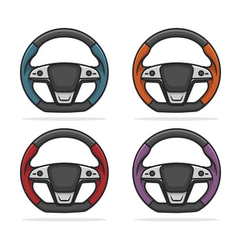 Car cartoonish outline luxury steering wheel vector illustration design