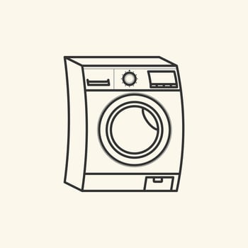 Modern electric Washing Machine vector illustration. Front view of washing machine vector design with shadow.
