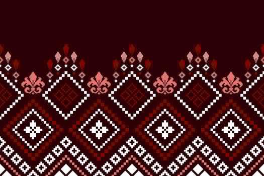 Red traditional ethnic pattern paisley flower Ikat background abstract Aztec African Indonesian Indian seamless pattern for fabric print cloth dress carpet curtains and sarong vector
