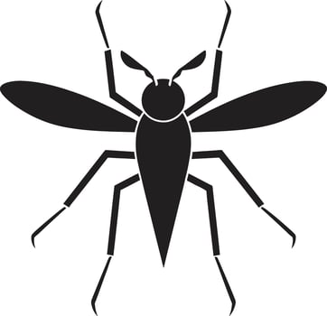 Monochrome Mosquito Insignia Mosquito Silhouette Illustration vector