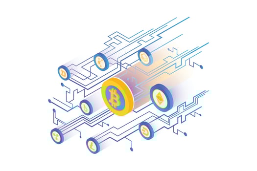 Bitcoin Cryptocurrency- Flat vector