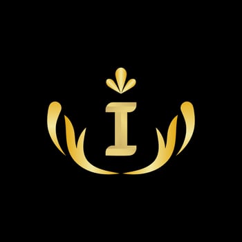 Golden Letter I Logo Icon Initial Letter I Design Vector logo design