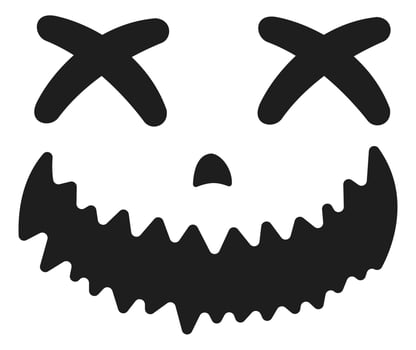 Pumpkin face silhouette isolated on white background. vector