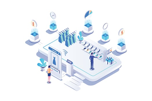 Shopping Online Isometric Vector Concept