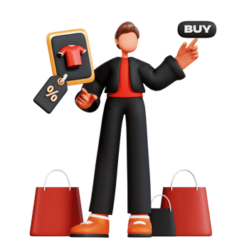 3D Male Character Illustration Black Friday png