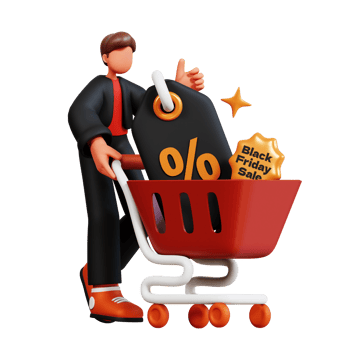 3D Male Character Illustration Black Friday png