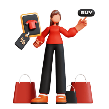 3D Female Character Illustration Black Friday png