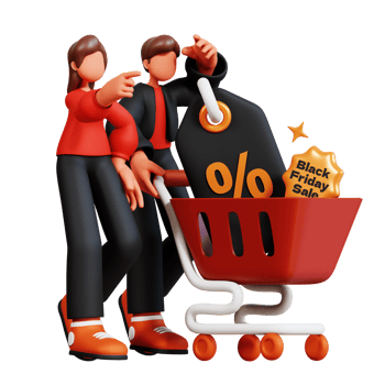 3D Couple Character Illustration Black Friday png