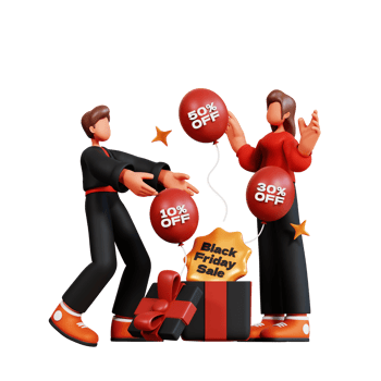 3D Couple Character Illustration Black Friday png