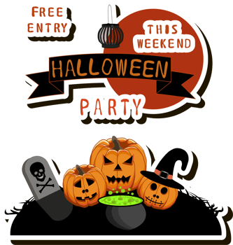 Illustration on theme sticker for celebration holiday Halloween with orange pumpkins png