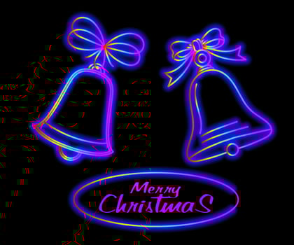 Abstract neon lamp christmas shape background object glowing icon. Christmas objects in vivid colors. Festive fir with neon light. Icon set, sign, symbol for UI. Vector illustration