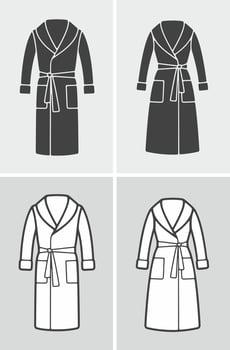 Men's and women's bathrobe. Clothes icon. Vector illustration.
