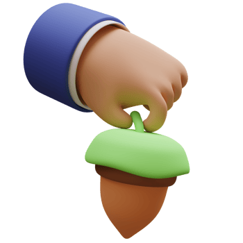 3D Render of Hand Holding a acorn. Food Concept png