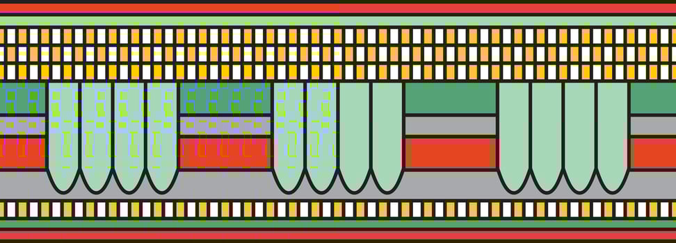 Vector colorful seamless Egyptian border. Endless Ornaments of Ancient Egypt. Geometric African frame