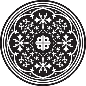 Vector monochrome round ornament of Ancient Greece and Roman Empire. Classic circle with a pattern of European peoples. Meander frame