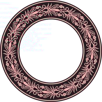 .Vector pink seamless round Egyptian ornament. Infinite circle, ring, border, Ancient Egypt frame vector