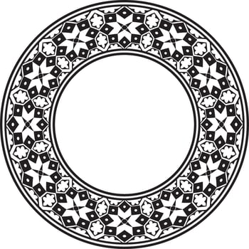 Vector round national monochrome black ornament of ancient Persia. Iranian ethnic circle, ring, border, frame