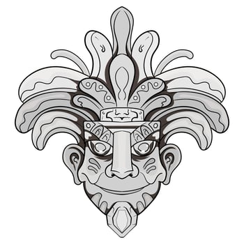 Culture Head statue traditional barong or tiki mask trofical sign from polynesian.Illustration good for esports logo or gaming mascot, t shirt printing, apparel or badge. vector