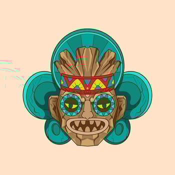 Culture traditional elements tiki festival, tiki mask vector illustration, tiki masks for t-shirt design, sticker and wall art