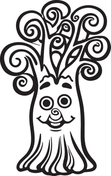 Trees cartoon coloring page illustration vector. For kids coloring book. vector