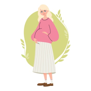 A young pregnant woman. Tender image of future mother for posters, cards, banners, web design, etc. Concept of pregnancy, new life. vector