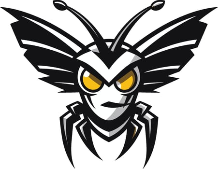 Sleek and Stinging Defender Emblem Nocturnal Guardian in Monochrome vector