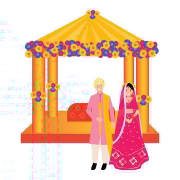 Anand Karaj sikh wedding ceremony couple in mayra vector