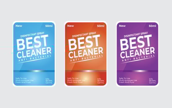Virucidal and bactericidal cleaner labels Super cleaner and disinfectant labels set of two Detergent wash labels design set of two Power wash and cleaner label template design vector