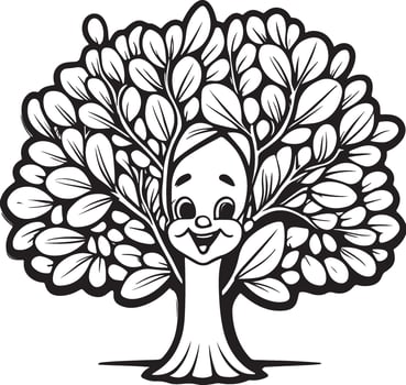 Trees cartoon coloring page illustration vector. For kids coloring book. vector