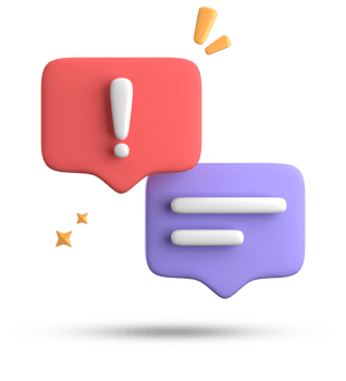 3d rendering of speech bubble, 3D pastel chat with exclamation mark icon set. png