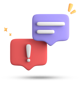 3d rendering of speech bubble, 3D pastel chat with exclamation mark icon set. png