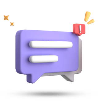 3d rendering of speech bubble, 3D pastel chat with exclamation mark icon set. png