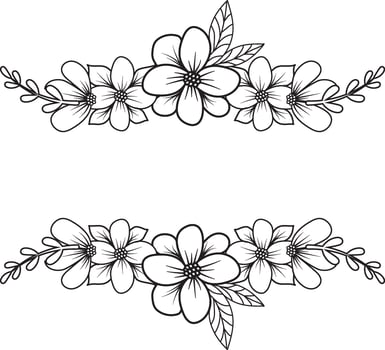 Isolated  line flower frame icon leaf floral border divider vector
