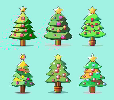 Collection of Christmas trees, modern flat design can be used for printed materials, brochures, posters, business. vector